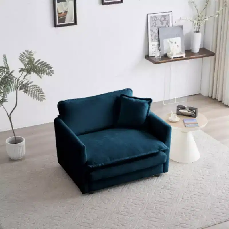 Plush Single Seat Sofa: White Chenille, Perfect for Reading