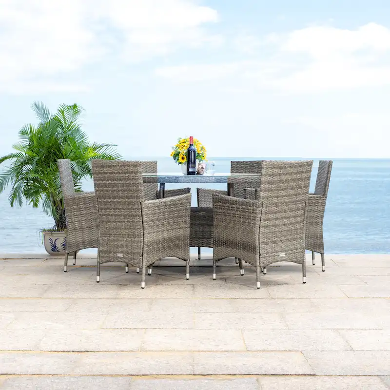 SAFAVIEH Outdoor Sambula 7-Piece Patio Dining Set - 47Wx47Dx29H