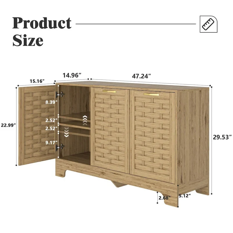 Coffee Bar Cabinet Buffet Sideboard with Drawer and Adjustable Shelf
