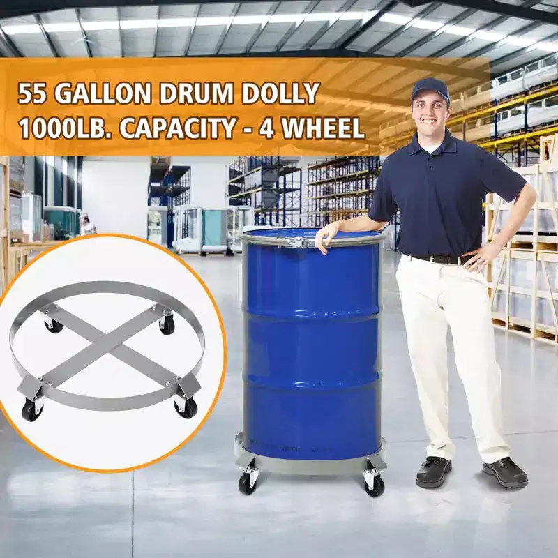 Steel 4-Wheel Drum Cart, 2-Pack, Single User