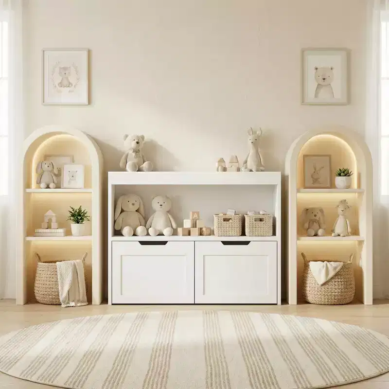 JVNOXK Multi-Functional Storage Unit with 2 Drawers and Open Shelves, offering ample storage spacethe perfect choice for your living room, White