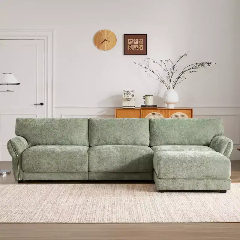Modular Sectional Sofa with USB Ports, Chenille Upholstered 6/4-Seat Couch with Petal Armrests & Ottomans - ModernLuxe