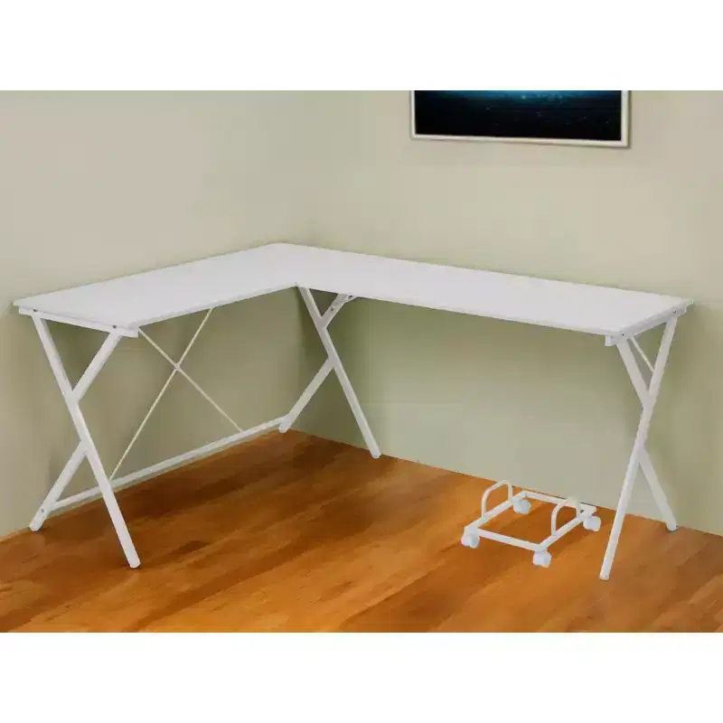 HomeRoots 62 White L Shape Computer Desk
