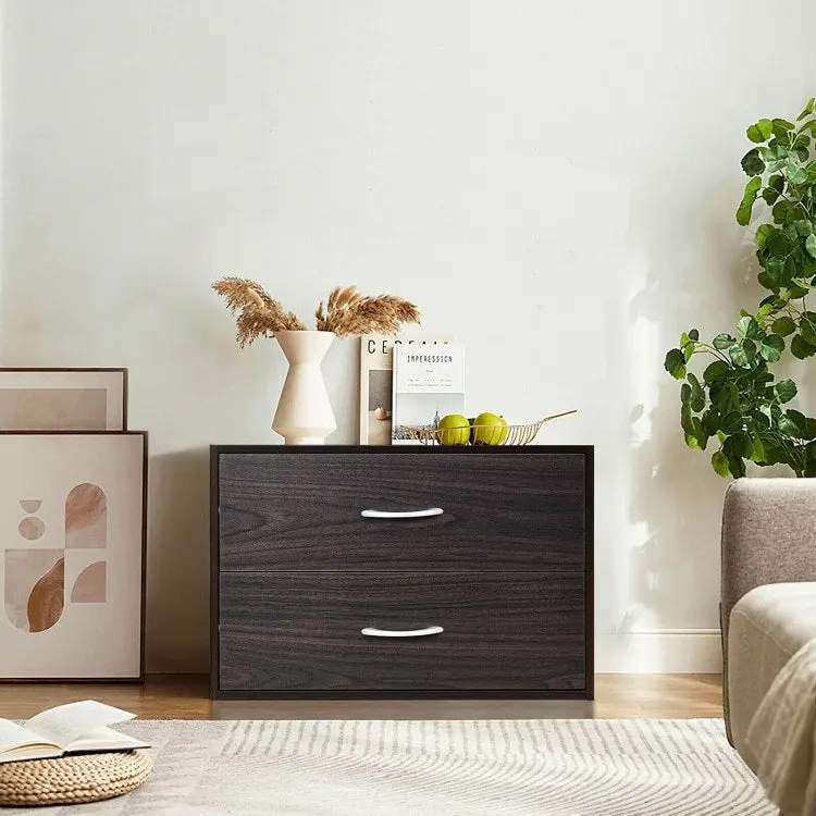 2-Drawer Stackable Storage Cabinet with Handles