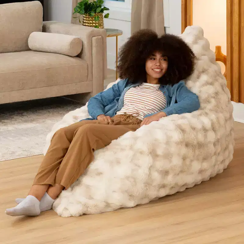 Raven-Symon Home Pillow Saxx LoungePuff, Giant Floor Pillow & Faux Fur Lounger