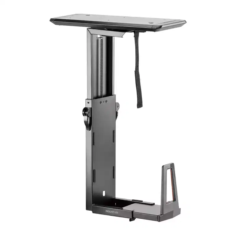 Heavy Duty Deluxe Under Desk CPU Mount with Sliding Tracks, Height Adjustable, 33 Lbs Capacity, Black