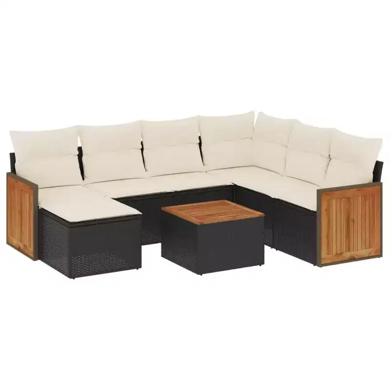 vidaXL 8 Piece Patio Sofa Set with Cushions Poly Rattan
