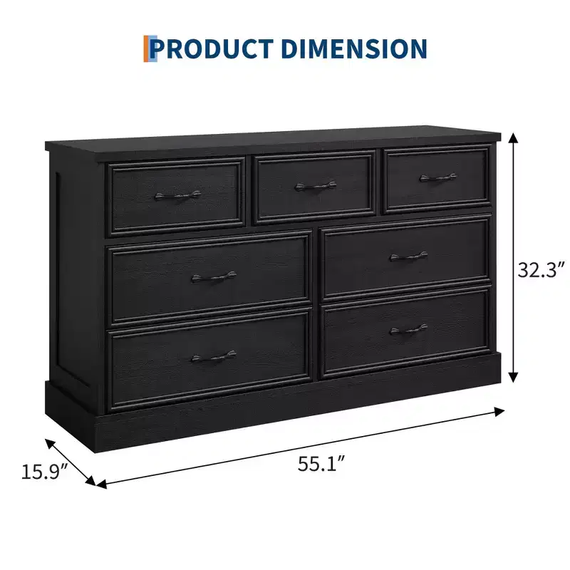 Multi-Tier Drawer Storage Cabinet, Mid Century Modern Chest, Metal Handle, for Living Room, Entryway