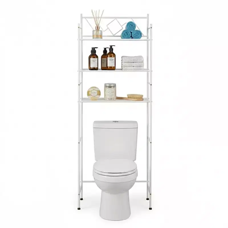 Freestanding 3-Tier Over-the-Toilet Bathroom Storage Organizer, White