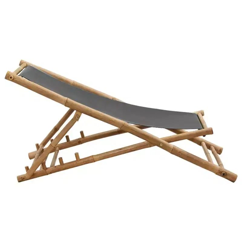 vidaXL Sun Lounger Bamboo Medium Collapsible Folding Sun Lounger