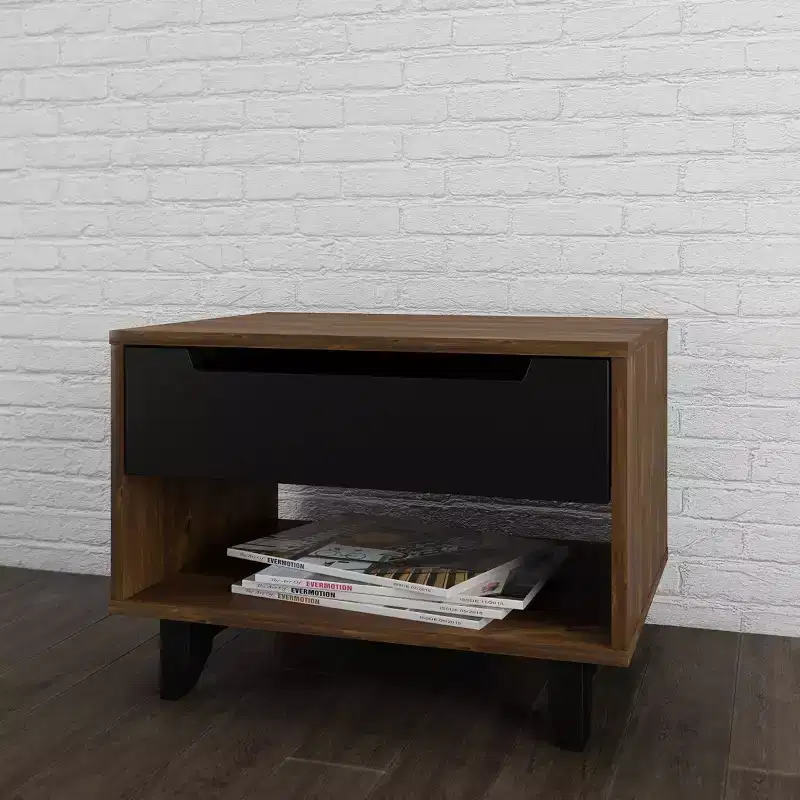 Open Shelf 1 Drawer Nightstand