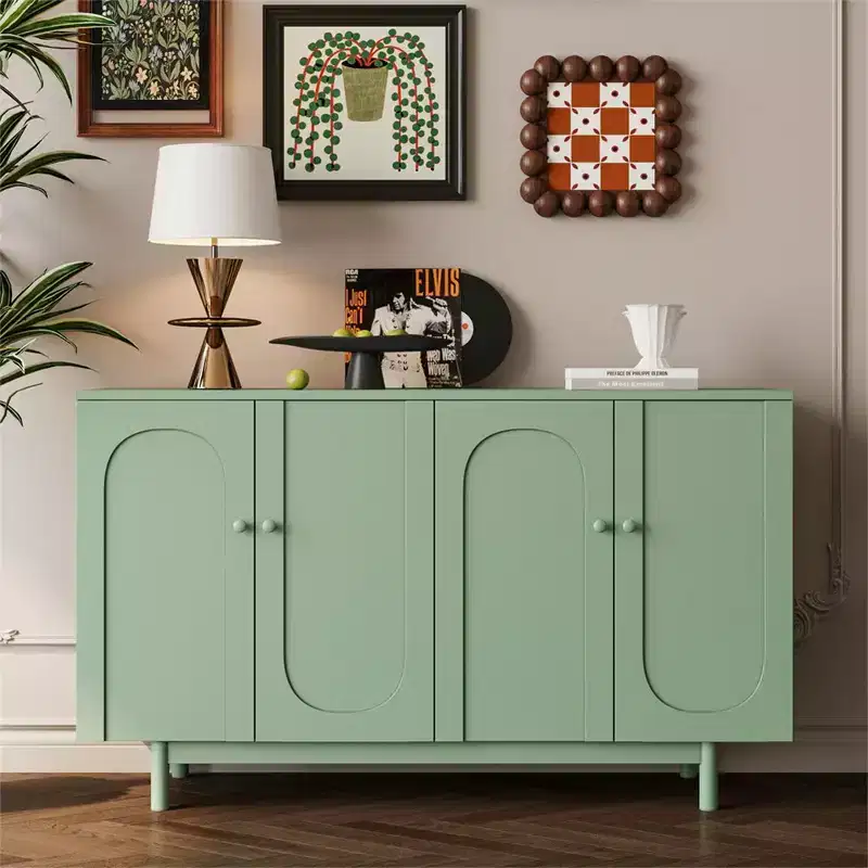 Sideboard Buffet Cabinet, Modern Kitchen Storage Cabinet with 4 Doors and Adjustable Shelves