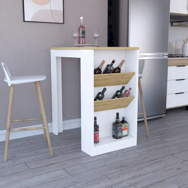 Kitchen Island , Three Shelves, Black Wengue / Light Oak Finish