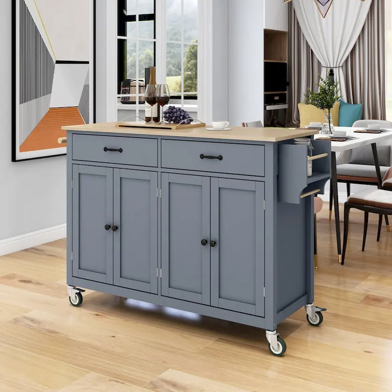 Kitchen Island Finish with Wood Top Kitchen Cart