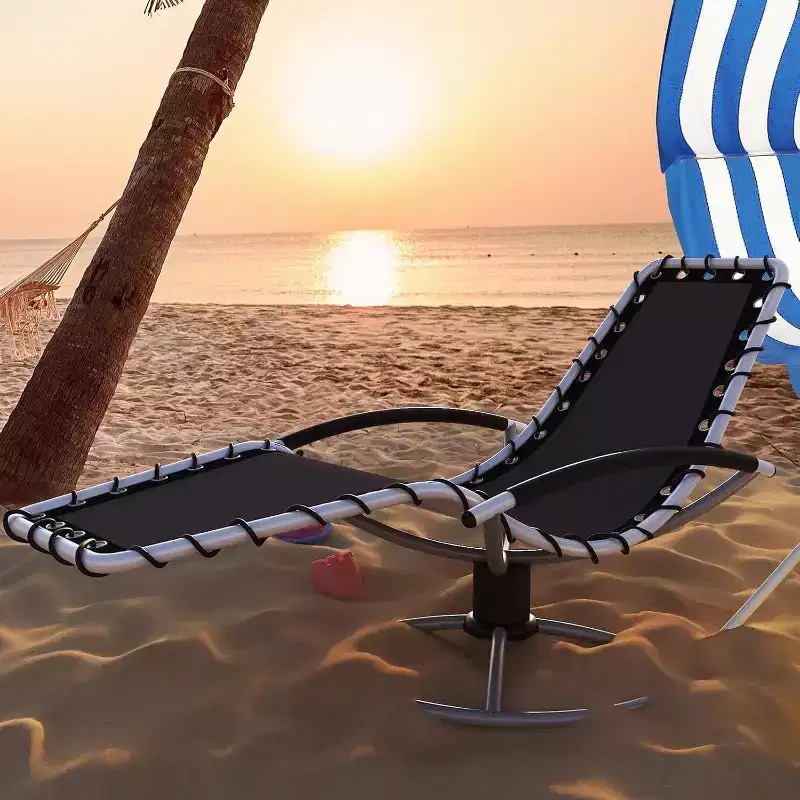 Patio Chaise Lounge - 360Rotating Basic, Tanning Chairs with Arm for All Weather, Poolside, Balcony,Backyard