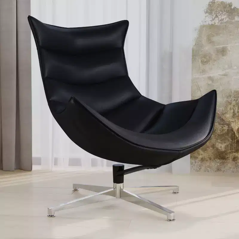 Contoured Swivel Accent Chair with Crisscross Metal Base