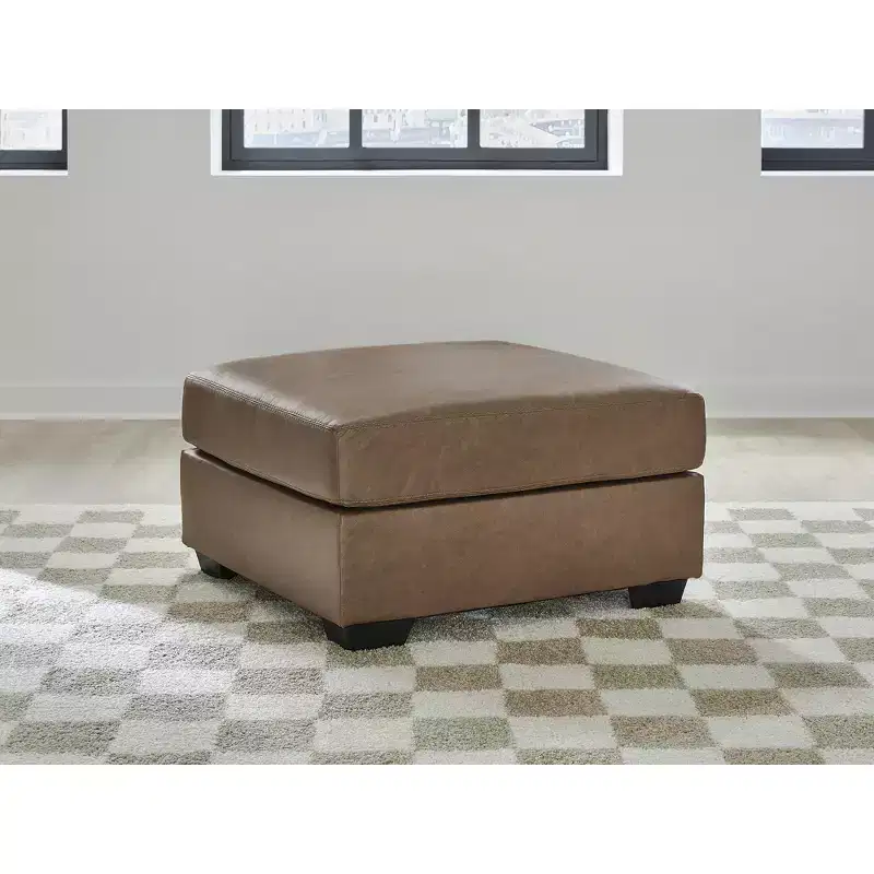 Signature Design by Ashley Walker Point Oversized Accent Ottoman, Faux Leather, Caramel