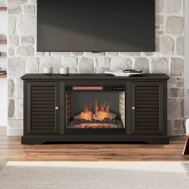Bridgevine Home Topanga 68 inch Electric Fireplace TV Console for TVs up to 80 inches