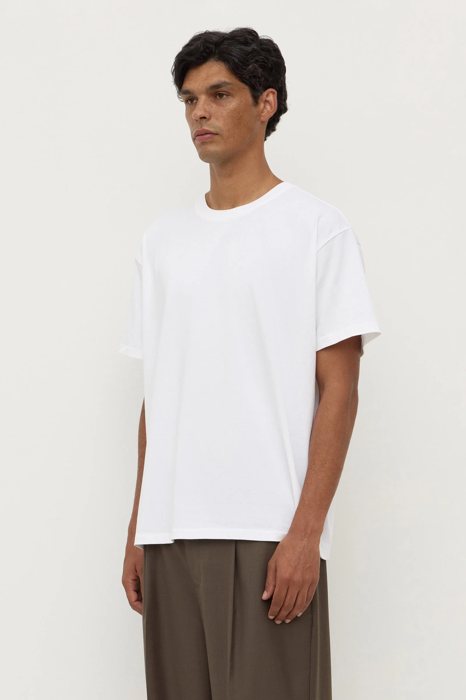White Cropped Cotton Tee