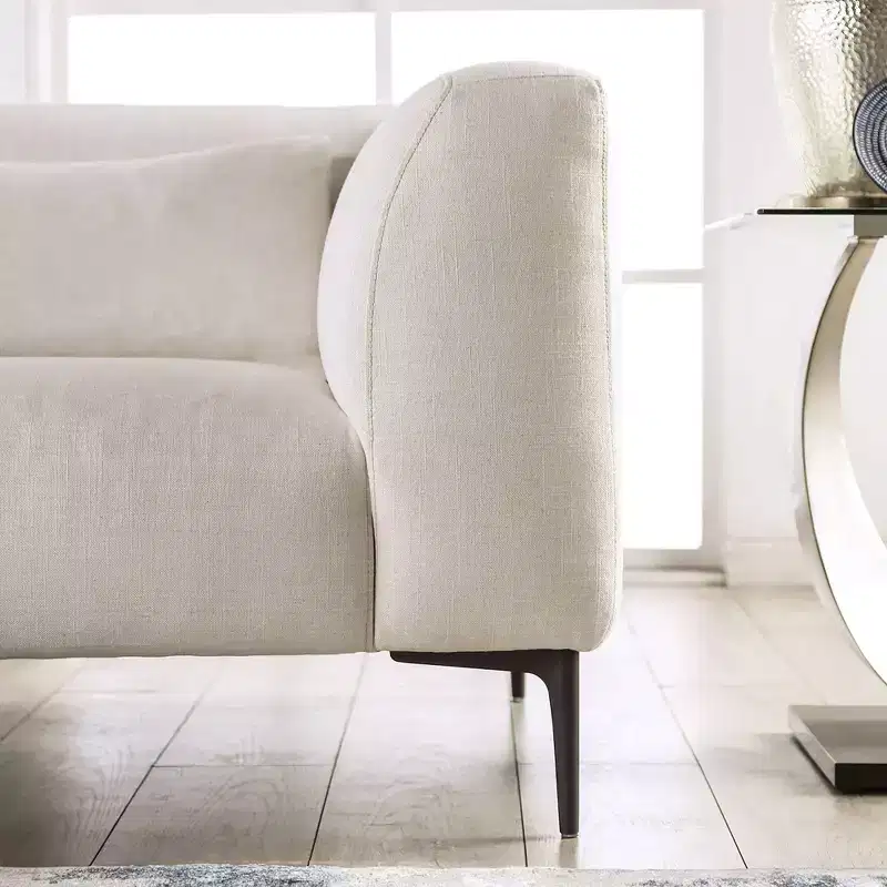 HOMES: Inside + Out Plumeria L Shaped Sectional Right Chaise with Feather Blend Cushions Linen White