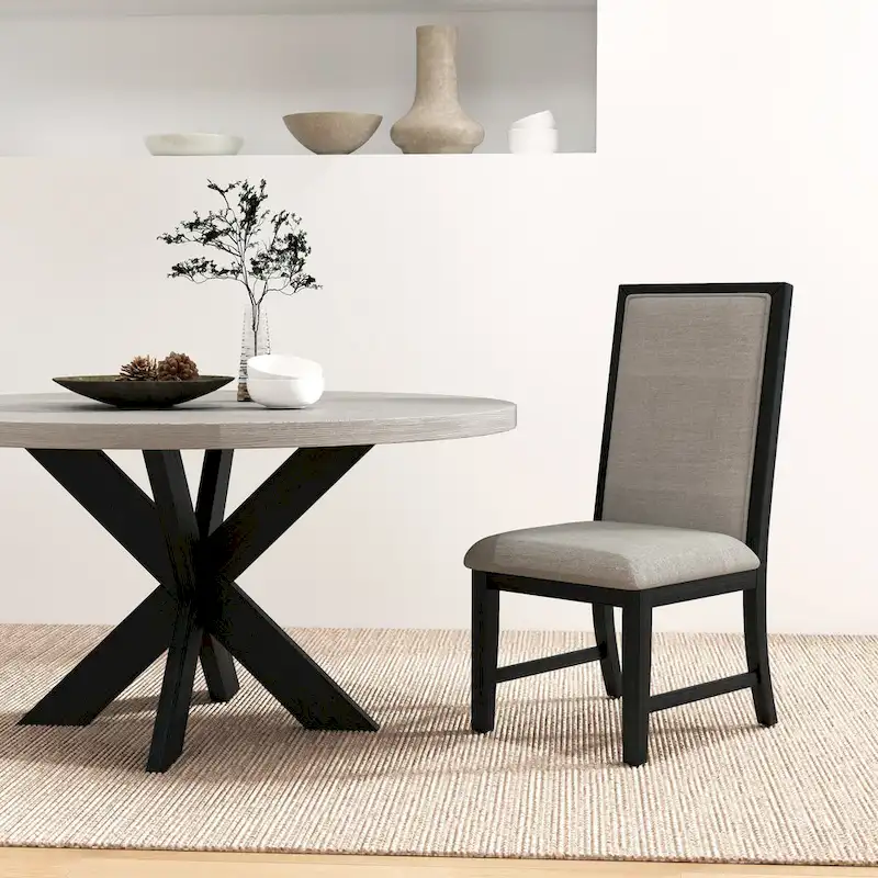 Roundhill Furniture Gates Round Dining Table, Gray