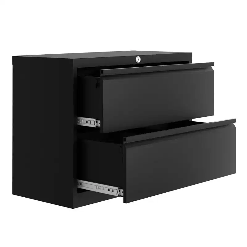 39.4x19.7x8.1 2-Drawer Lateral File Cabinet - Black Heavy-Duty Metal Storage with Lock for Letter/Legal Documents (Home/Office Use)