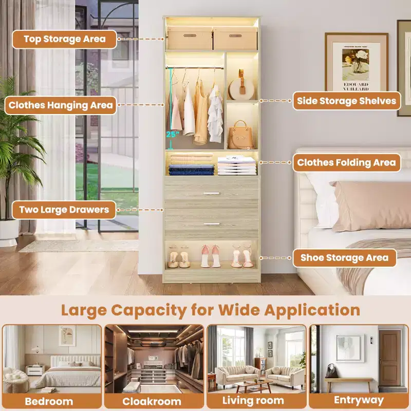 Closet System with 2 Wood Drawers