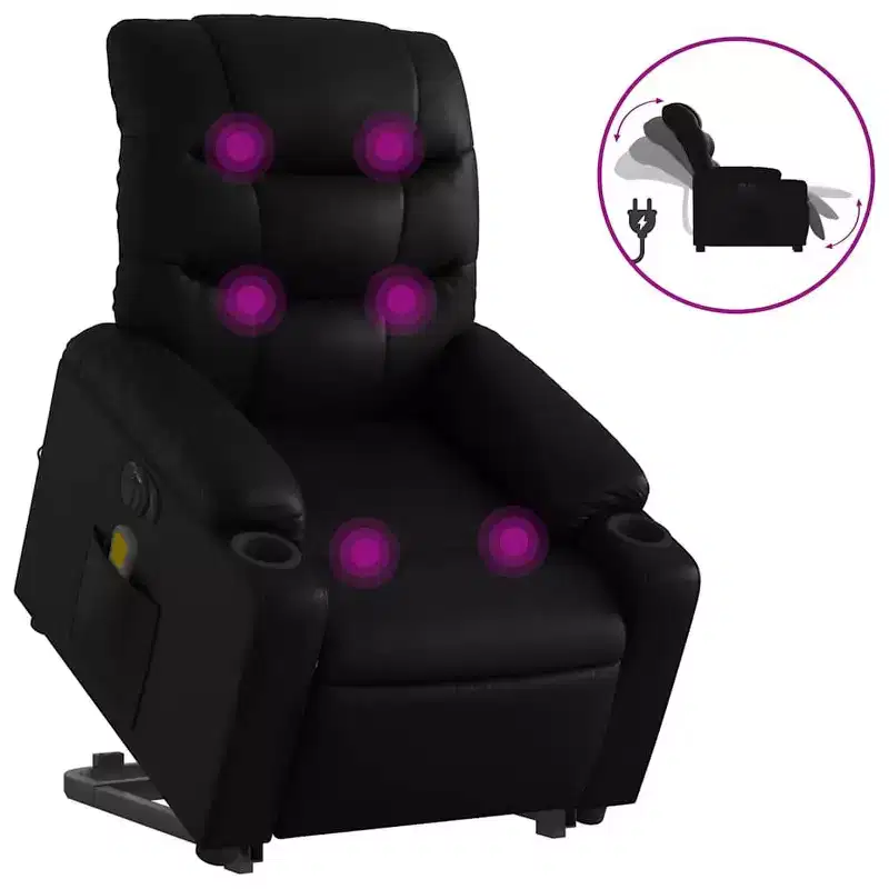 vidaXL Stand Up Massage Recliner Chair Black