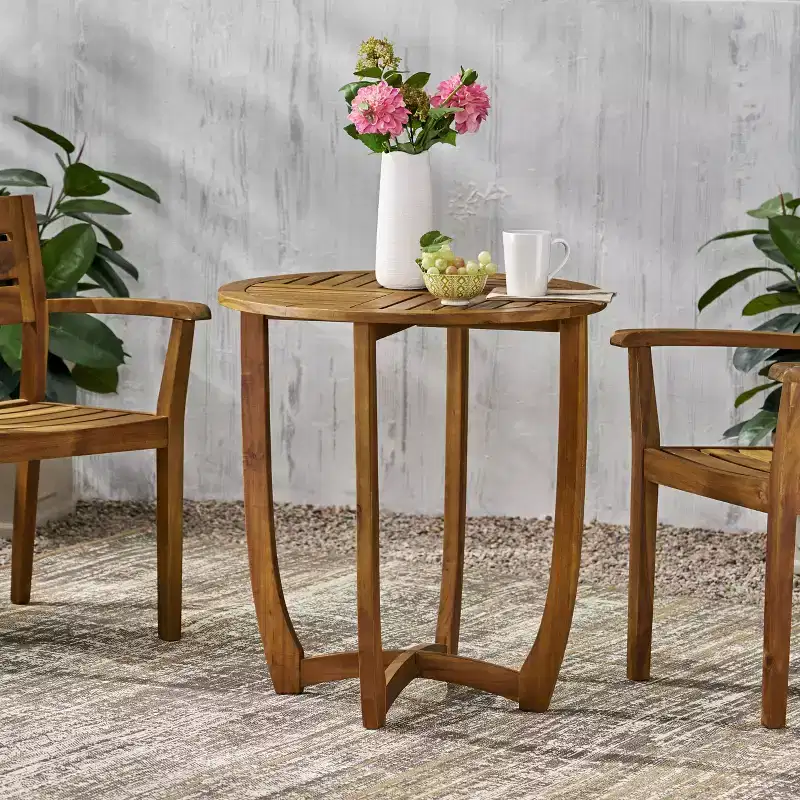 GDFStudio Andria Outdoor Acacia Wood Round Bistro Table