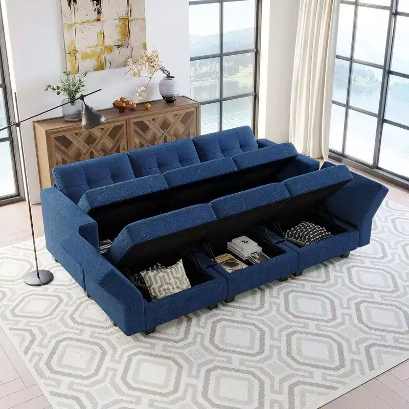 Modular Weave Sleeper Sofa with Storage Seat (6 Seats + 7 Sides)
