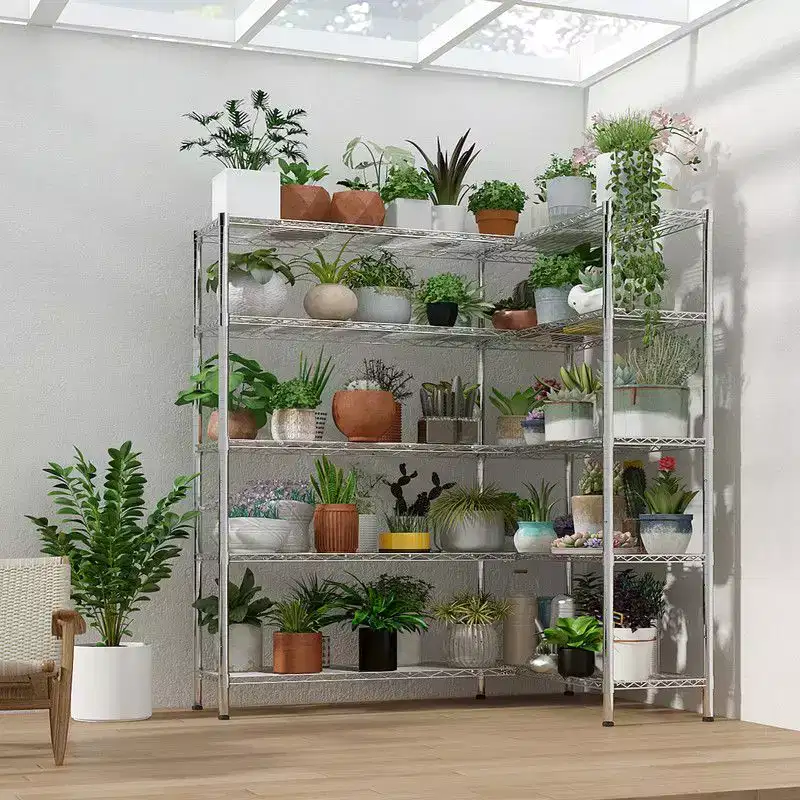 5-Tier Steel Height-Adjustable Storage Rack, Heavy Duty Shelving Unit