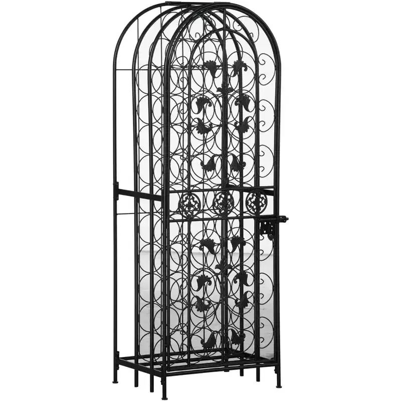 45-Bottle Modern Wine Organizer Decorative Portable Wrought Iron Wine Rack Jail