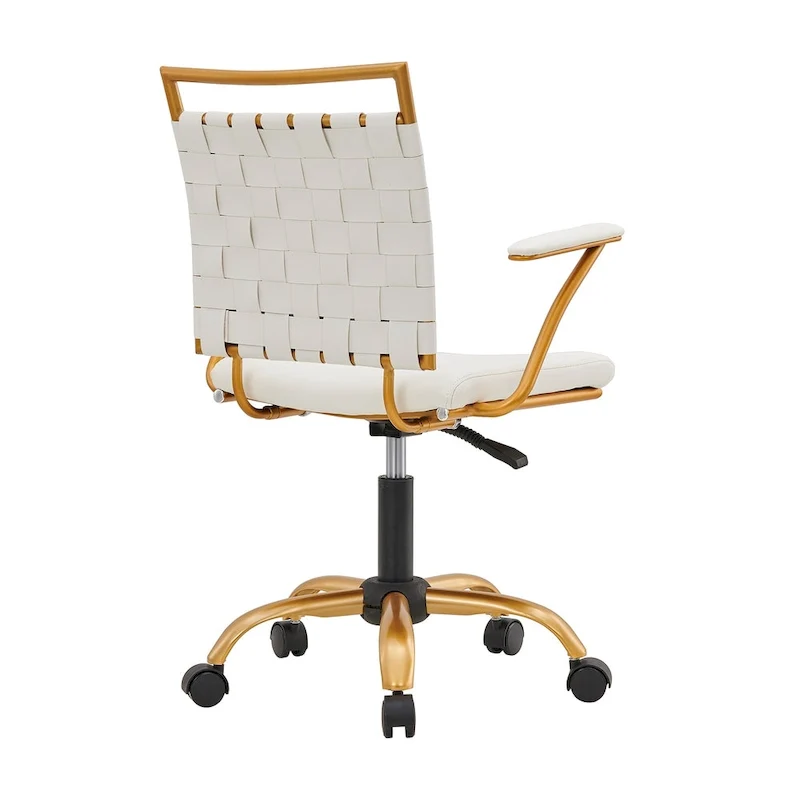 LUXMOD Goldtone Leather Mid Back Office Chair Swivel Computer Desk Chair