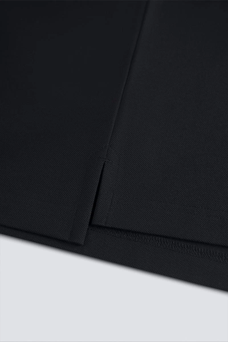 3-Button Pique Polo – Black