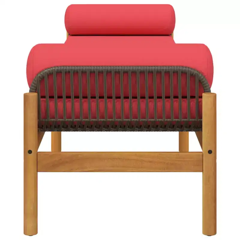Patio Bench Brown and Red PE Rattan Removable Covers Patio Bench