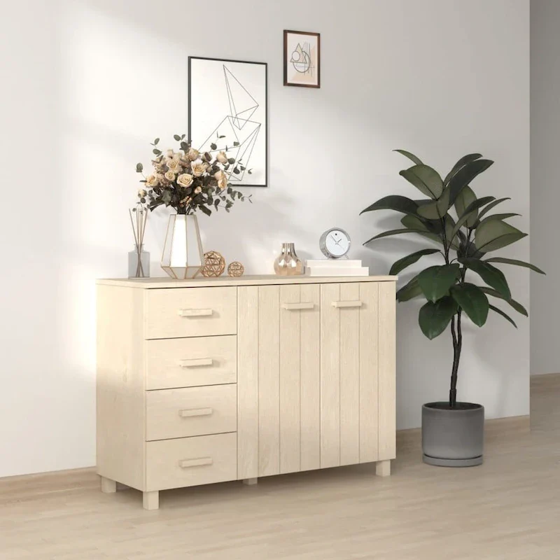 Sideboard Buffet Console Cabinet for Kitchen HAMAR Solid Wood Pine - 44.5 x 15.7 x 31.5