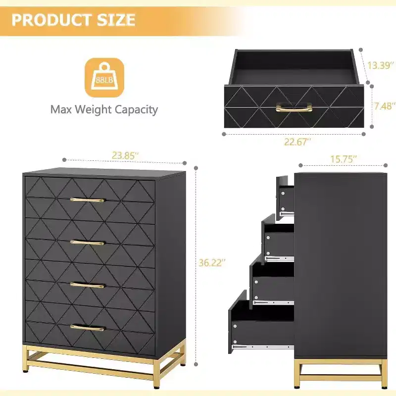 4-Drawer Tall Dresser, Soft-Close Glides, Modern Storage Organizer with Metal Handles for Bedroom & Closet
