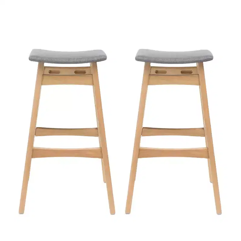 GDFStudio Elise Mid-Century Modern Fabric Upholstered 29.5 Inch Backless Barstools (Set of 2)