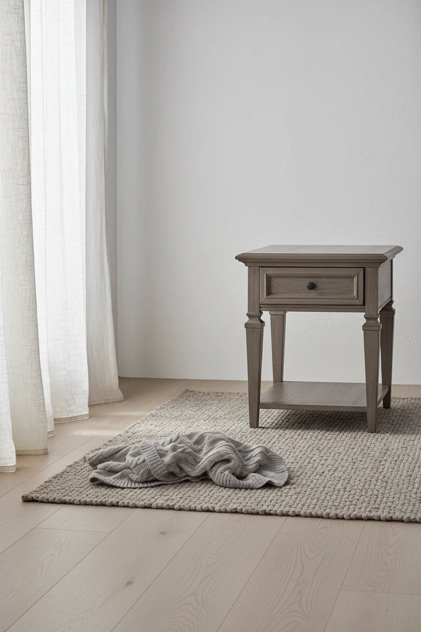 20 Traditional End Table with Storage and Shelf - Grey and Bronze Pine