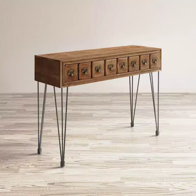 American Vintage Solid Mango Wood Sofa Table – Apothecary Drawers, 46