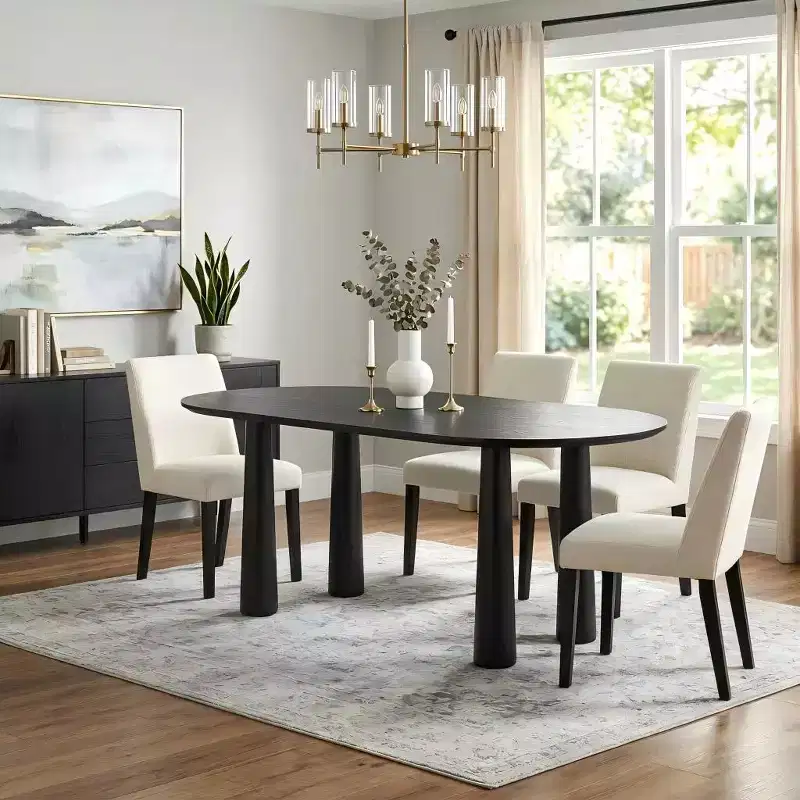 Dovelina 67 Oval Wood Dining Table with 4 legs Modern Kitchen Table for 6 People