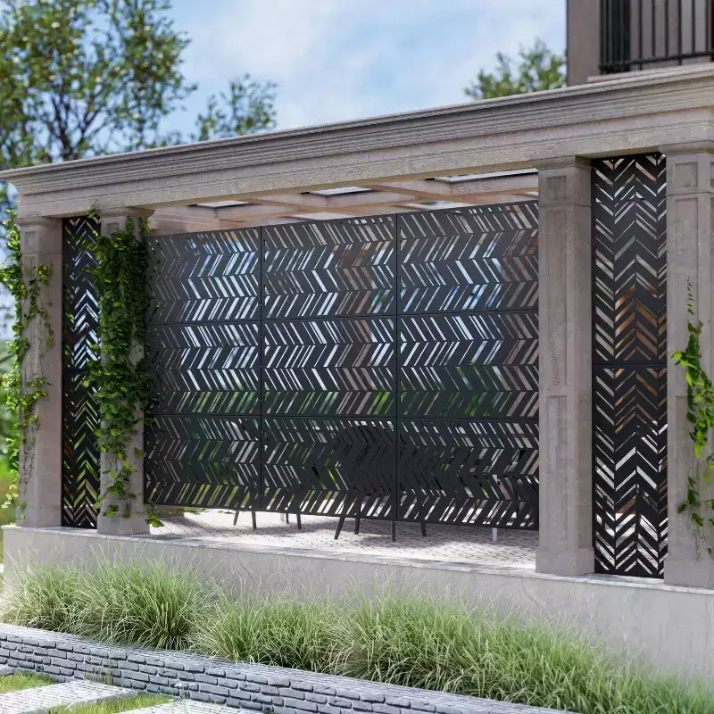 MAYEERTY 72 inch Room Divider Rectangle Privacy Screen with Metal Galvanized Frame Garden Fence Patio Outdoor Black