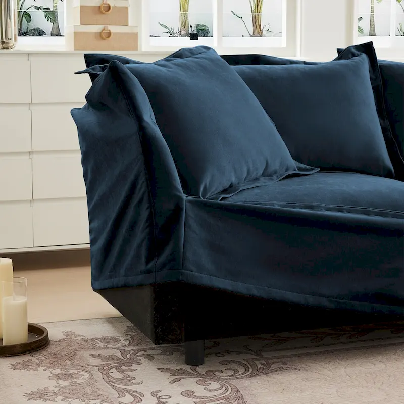 120 Chenille L-Shaped Sectional with Convertible Ottoman & 2 Pillows and 3-Seater Cloud Couch