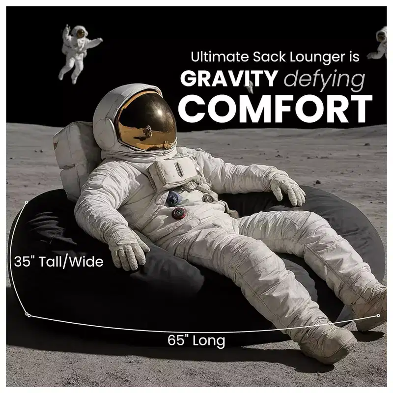 Ultimate Sack Lounger Bean Bag Chair Oversized Indoor Comfy Loveseat, Ivory Fur