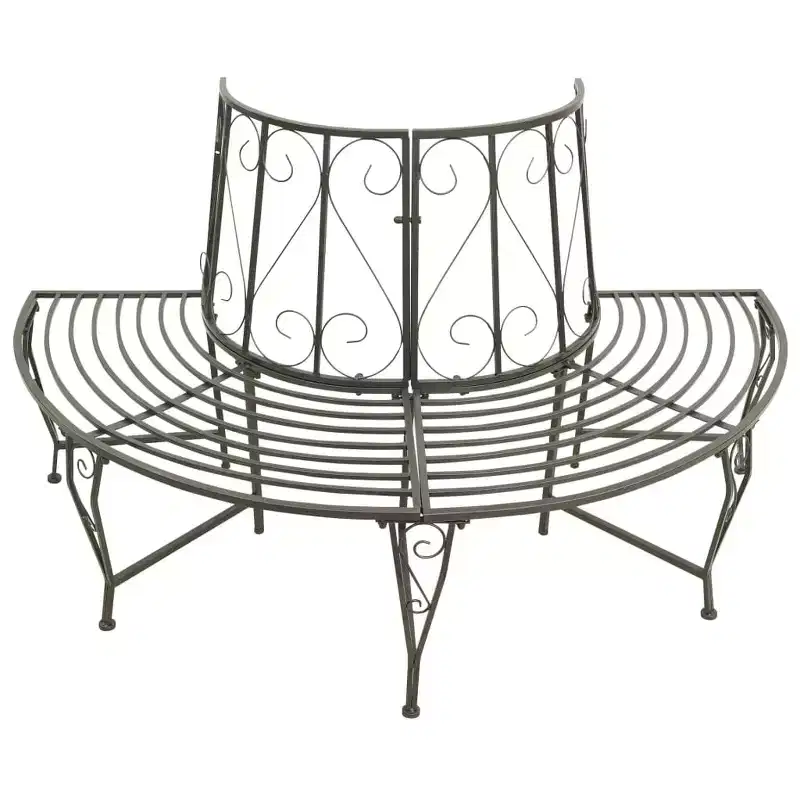 Tree Bench Silver grey Steel Half-round Seats Many Tree Bench