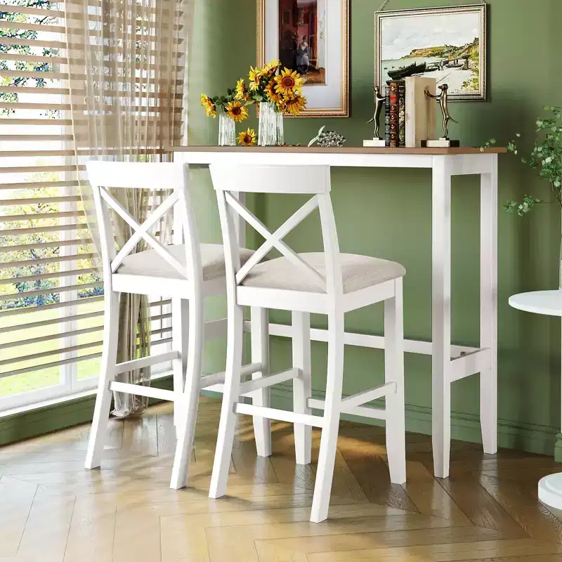 Farmhouse 48 Wood Dining Set with 2 Chairs