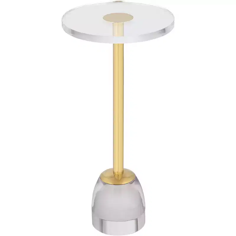 55 Downing Street Hanna 24 3/4 Luxe Gold Side Table with Acrylic Top and Glass Base