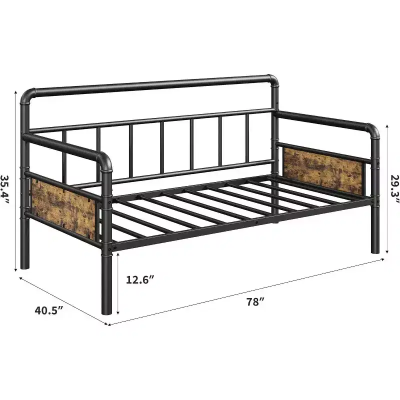 Acekool Twin Size Metal Daybed Frame, Heavy Duty Bed for Living Room, Bedroom, or Guest Room