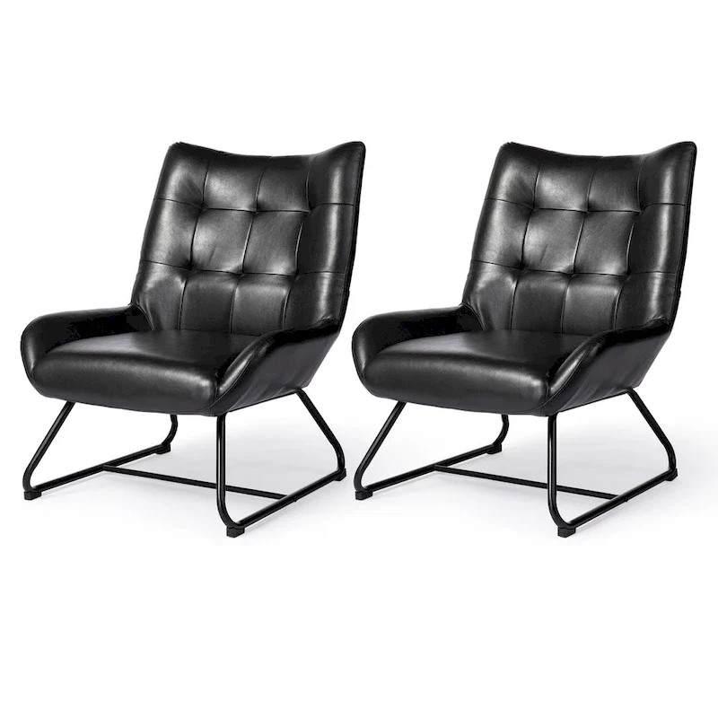 Set of 2 Wingback Accent Chairs with Metal Legs, 35.5