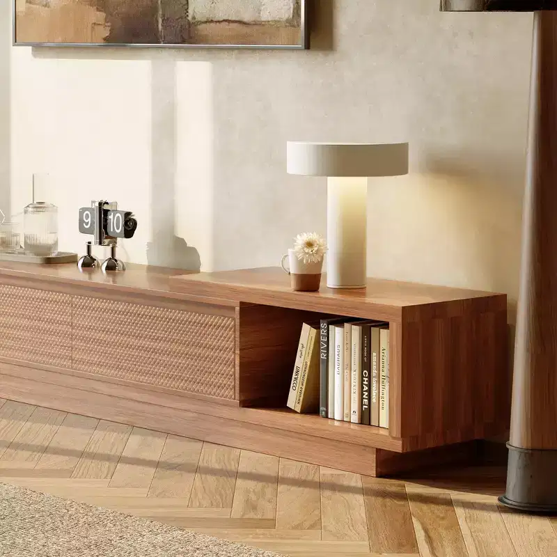 MDF Extendable TV Stand with 3 Drawers 15.86''H x 78.74-102.3''W x 15.74''D